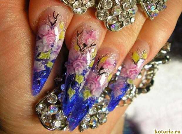 Аквариумный дизайн ногтей фото красивые цветы