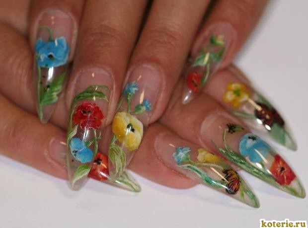 Аквариумный дизайн ногтей фото цветы